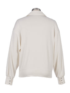 Kut from the Kloth - Audrina LS Half Placket Knit Top in Ivory - back.