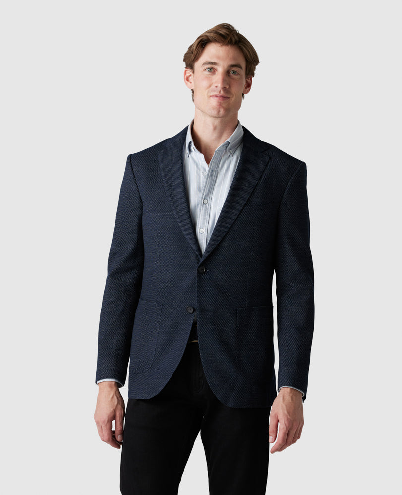 Model wearing Rodd & Gunn - Haldon Jacket in Midnight.
