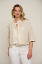 Load image into Gallery viewer, Model wearing Rino &amp; Pelle - Babette Perf Cropped Jacket in Birch.
