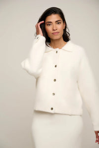 Model wearing Rino &amp; Pelle - Bubbly Sweater Jacket in Snow White.