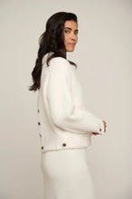 Load image into Gallery viewer, Model wearing Rino &amp; Pelle - Bubbly Sweater Jacket in Snow White.

