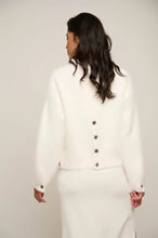 Load image into Gallery viewer, Model wearing Rino &amp; Pelle - Bubbly Sweater Jacket in Snow White - back.
