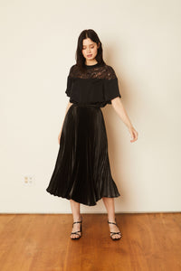 Model wearing Caballero - Gabriella Sparkle Scallop Top in Black.