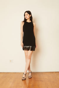 Model wearing Caballero - Lana Black Fringe Hem Dress.