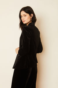 Model wearing Caballero - Bex Black Velvet Blazer.