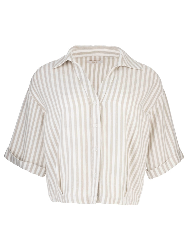 KUT From The Kloth - Donna Top w/Front & Back Pleat, Rolled Up Sleeve