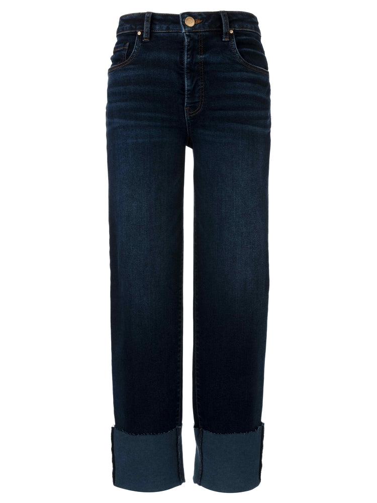 Kut From The Kloth - Fay High Rise Fab Ab Straight Leg - Roll Up Raw Hem in Unequalled.