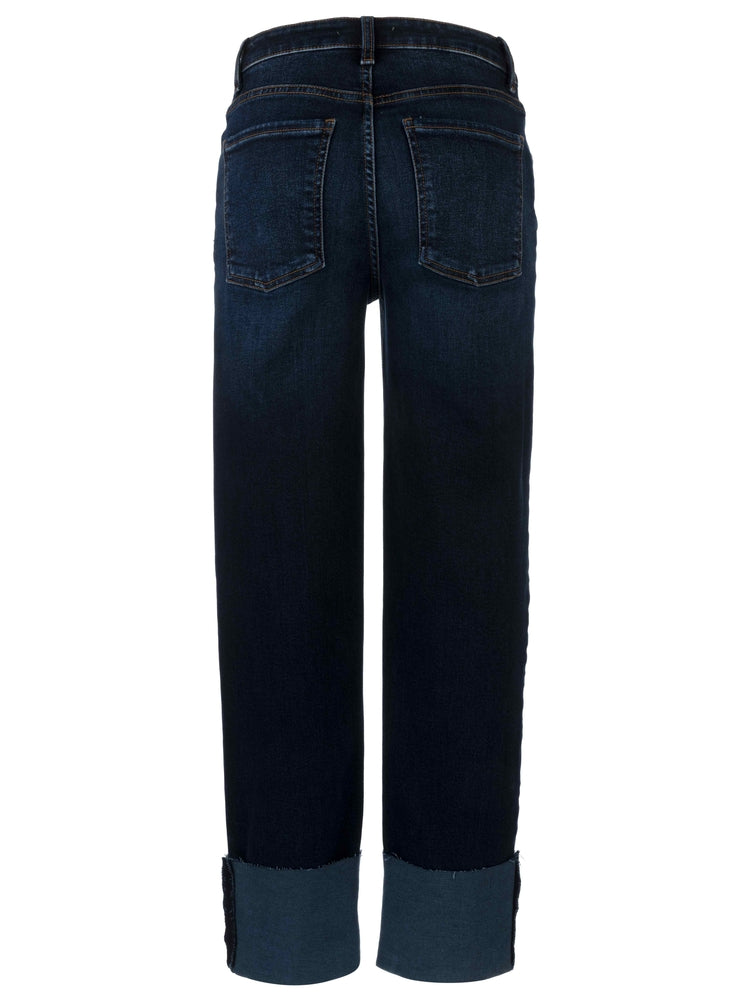 Kut From The Kloth - Fay High Rise Fab Ab Straight Leg - Roll Up Raw Hem in Unequalled - back.