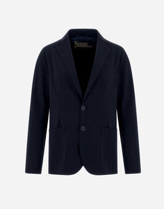 Herno - Blazer in Non-Washed Light Scuba in Blue Navy.