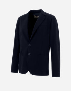 Herno - Blazer in Non-Washed Light Scuba in Blue Navy.