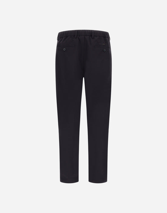 Herno - Men's Seersucker Trouser in Blu Navy - back.