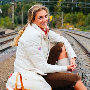 Model wearing Amundsen - Down Town Jacket in Natural.