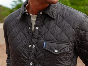 Model wearing Criquet - Quilted Shacket in Black.