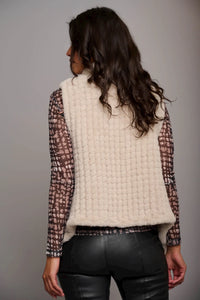 Model wearing Rino & Pelle - Jenna Faux Fur Vest in Stone - back.