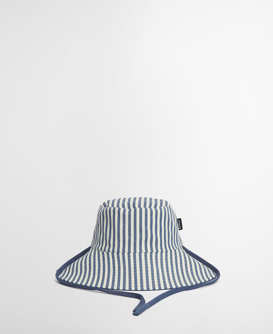 Barbour Fleur Reversible Bucket in Chambray/Stripe.
