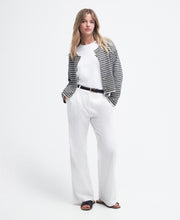 Load image into Gallery viewer, Model wearing Barbour Reil Knitted Cardigan in Multistripe.
