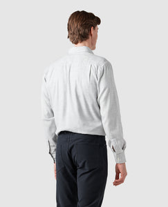 Model wearing Rodd & Gunn - Barrhill Sports Fit Shirt in Ash - back.