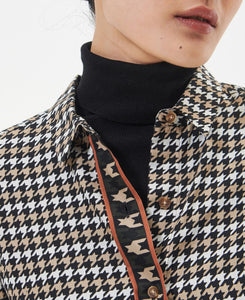 Model wearing Barbour Laverne/Ryhope Shirt in Classic Multi.