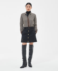 Model wearing Barbour Laverne/Ryhope Shirt in Classic Multi.