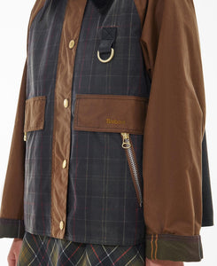 Model wearing Barbour Premium Catton Wax in Tan/Dark Classic