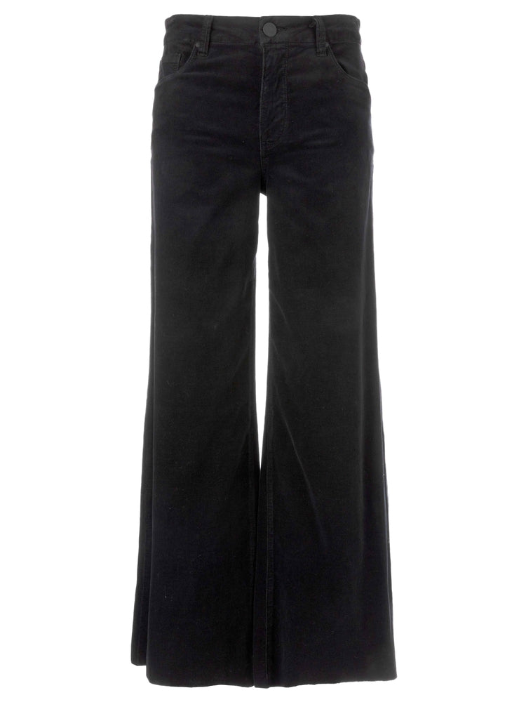 Kut From The Kloth - Meg Hige Rise Fab AB Wide Leg Raw Hem Long Inseam in Black.