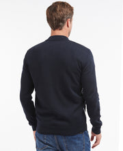 Load image into Gallery viewer, Model wearing Barbour Essential Carn Baffle Zip Thru in Navy.
