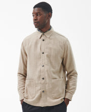 Load image into Gallery viewer, Model wearing Barbour Waterhill Overshirt in Stone Marl.
