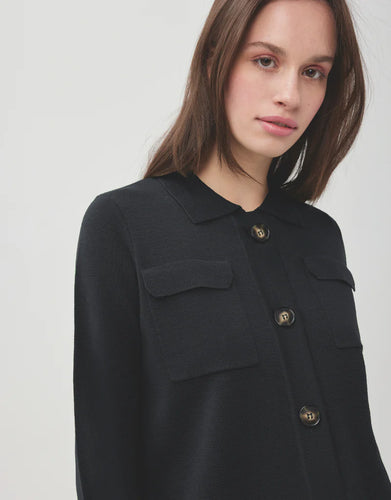 Model wearing Leo & Ugo - Lilia Cardigan Sweater in Black.