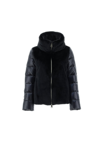 Herno - Bomber Jacket in Nylon Ultralight and Lady Faux Fur in Black.