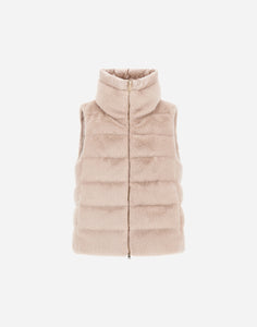 Herno Women's Faux Fur Vest with Nylon Ultralight trim