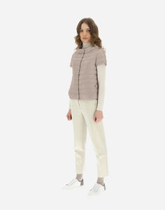 Model wearing Herno - Women's Emilia Cap Sleeve Vest in Chantilly.