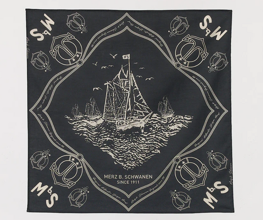Merz B. Schwanen -  Logo Lightweight Cotton Poplin Bandana - Charcoal