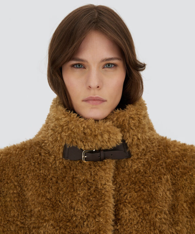 Herno Women's Short Teddy Bear Coat with Buckle