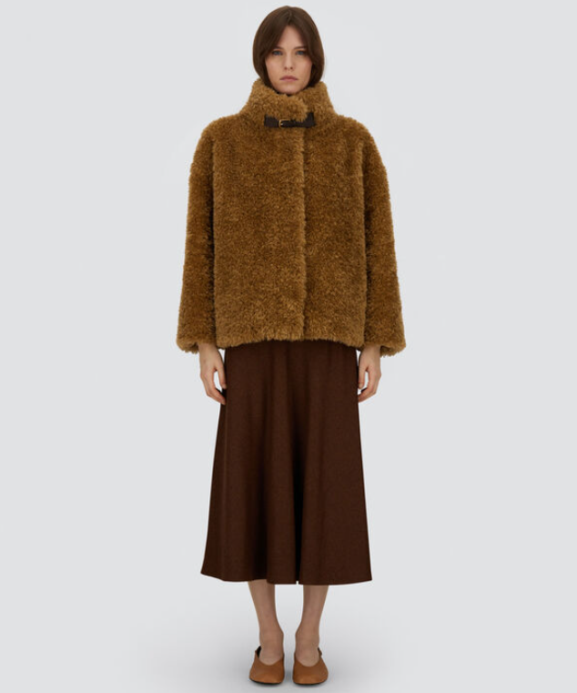 Herno Women's Short Teddy Bear Coat with Buckle