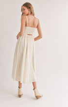 Load image into Gallery viewer, Model wearing Sadie &amp; Sage - Shades on Front Cutout Midi Dress in Ivory - back.
