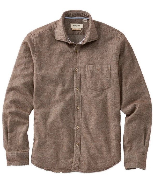 Borgo 28 - Mélange Brushed Twill Long-Sleeve Sport Shirt