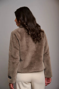 Model wearing Rino & Pelle - Vie Jacket in Taupe - back.