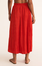 Load image into Gallery viewer, Model wearing ZSupply - Nicoline Crinkle Midi Skirt in Cabana Red - back.

