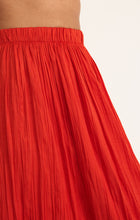Load image into Gallery viewer, Model wearing ZSupply - Nicoline Crinkle Midi Skirt in Cabana Red.
