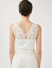 Load image into Gallery viewer, Model wearing Leo &amp; Ugo - Elsa Lace Top in white - back.
