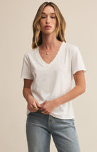 Load image into Gallery viewer, Model wearing ZSupply Weekdays V-Neck Tee in White.

