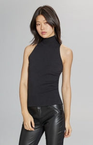 Model wearing Alp N Rock - Marta Mock Neck Shirt in Black.