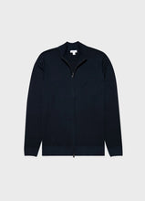 Load image into Gallery viewer, Sunspel - Merino Wool Zip Cardigan in Light Navy.
