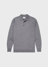 Load image into Gallery viewer, Sunspel - Fine Merino Wool LS Polo Shirt in Grey.
