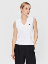 Load image into Gallery viewer, Model wearing Polo Ralph Lauren - Cotton Sleeveless Vest in White.
