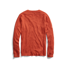 Load image into Gallery viewer, RRL - Long Sleeve Textured Cotton Waffle Knit Shirt in Orange - back.
