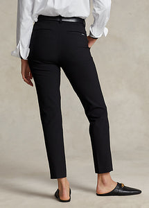 Model wearing Polo Ralph Lauren - Stretch Skinny Cotton-Blend Pant in Black - back.
