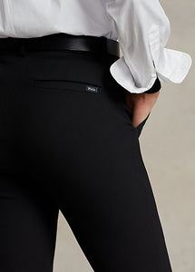 Model wearing Polo Ralph Lauren - Stretch Skinny Cotton-Blend Pant in Black.
