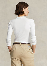 Load image into Gallery viewer, Model wearing Polo Ralph Lauren - L/S Ribbed Cotton Tee in White - back.
