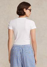 Load image into Gallery viewer, Model wearing Polo Ralph Lauren - Ribbed Cotton Tee in White - back.
